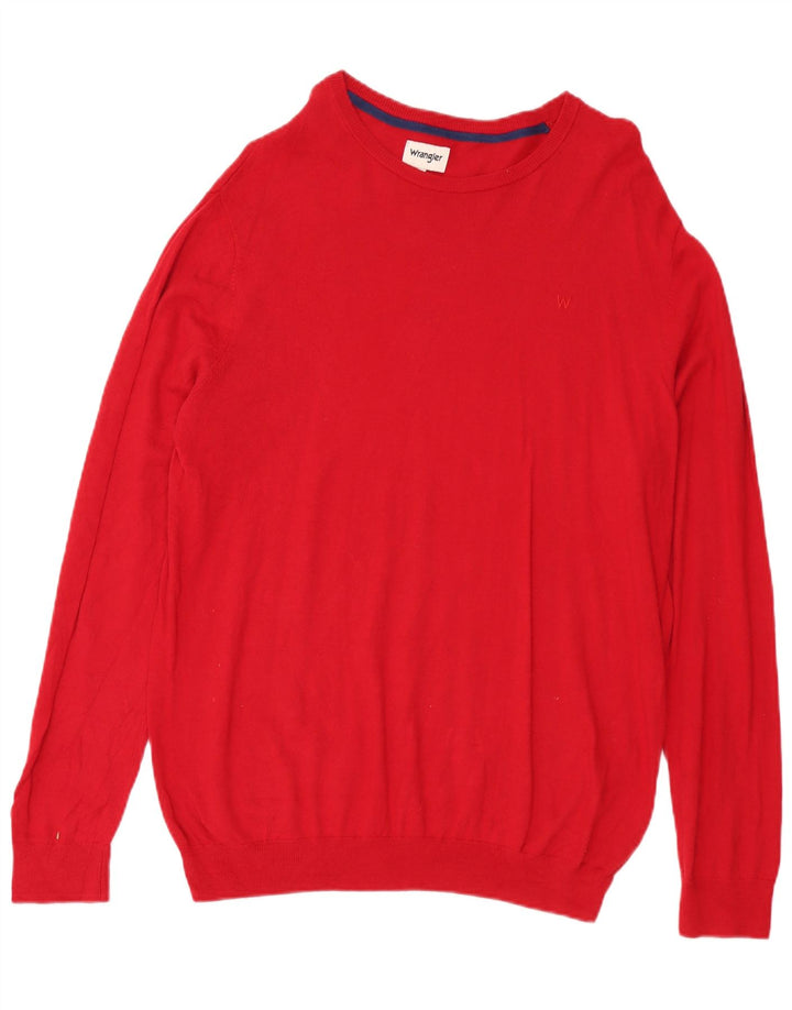 Wrangler Mens Boat Neck Jumper Sweater 2XL Red Cotton