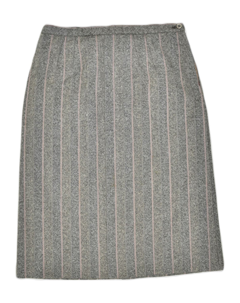 VINTAGE Womens Straight Skirt W29 Medium Grey Striped Wool | Vintage | Thrift | Second-Hand | Used Clothing | Messina Hembry 