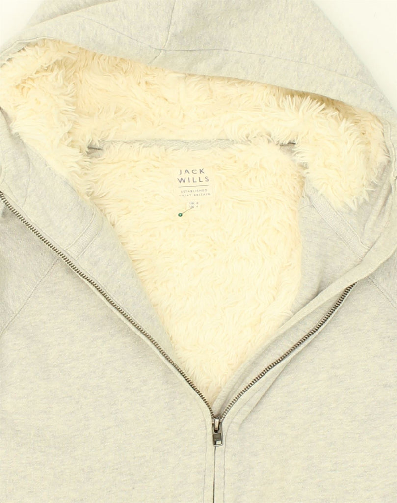 JACK WILLS Womens Sherpa Zip Hoodie Sweater UK 8 Small  Grey Cotton | Vintage Jack Wills | Thrift | Second-Hand Jack Wills | Used Clothing | Messina Hembry 