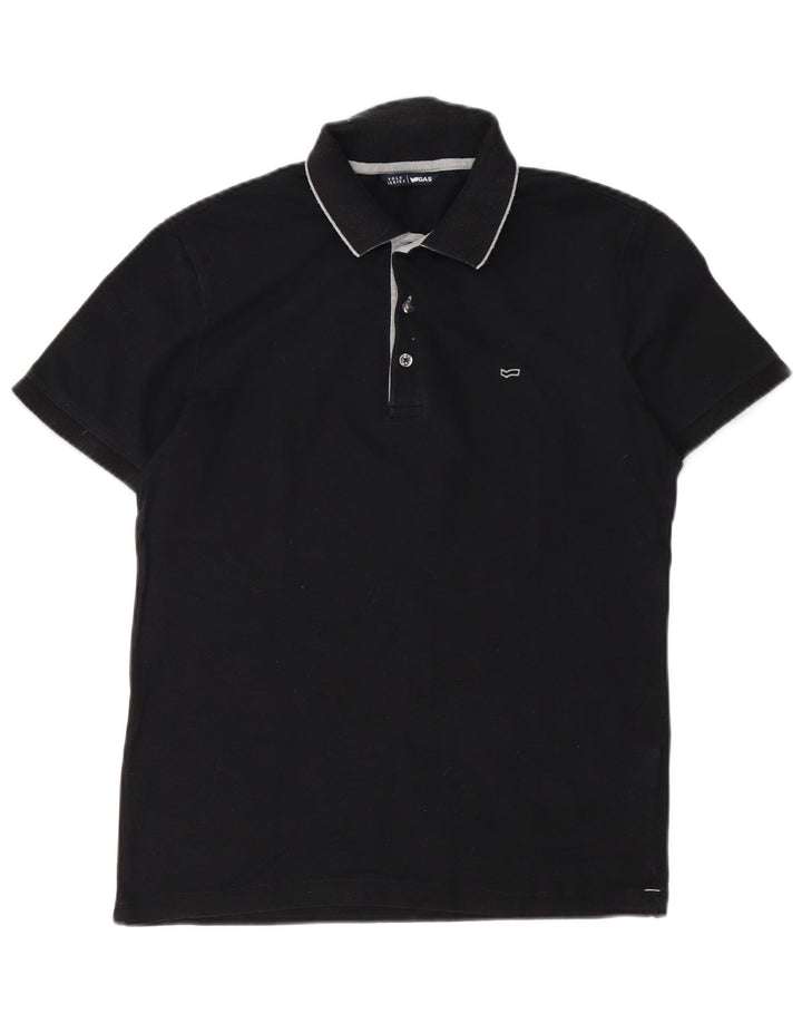 Gas Mens Polo Shirt Large Black Cotton