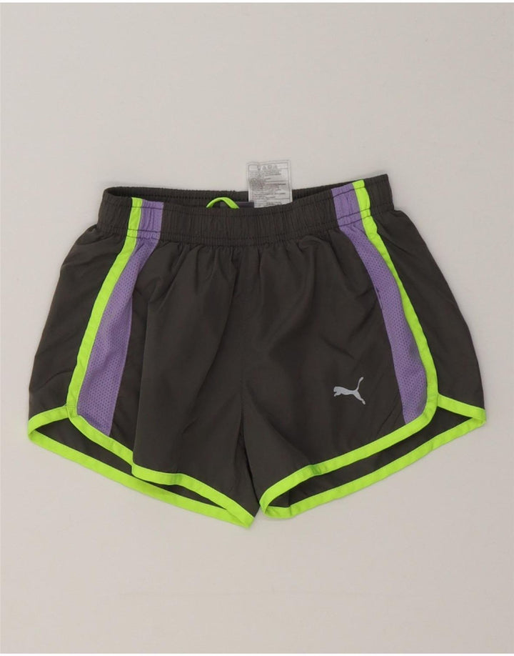 Puma Girls Sport Shorts 6-7 Years Small Grey Colourblock Polyester