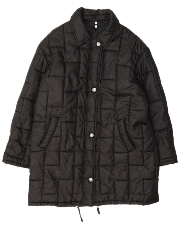 Vintage Womens Padded Coat UK 14 Large Black Nylon