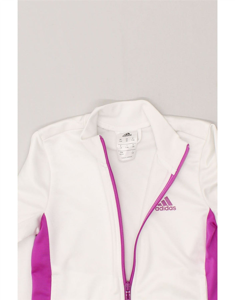 ADIDAS Girls Tracksuit Top Jacket 7-8 Years XS  White Colourblock | Vintage Adidas | Thrift | Second-Hand Adidas | Used Clothing | Messina Hembry 