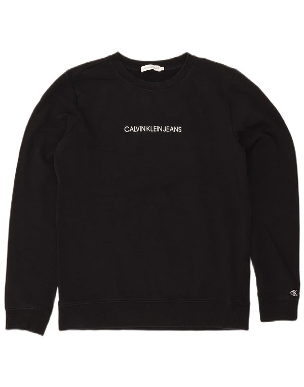CALVIN KLEIN Boys Graphic Sweatshirt Jumper 15-16 Years Black Cotton