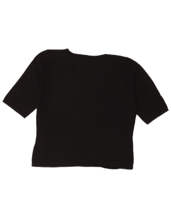 Marks & Spencer Womens Crop T-Shirt Top UK 16 Large Black Viscose