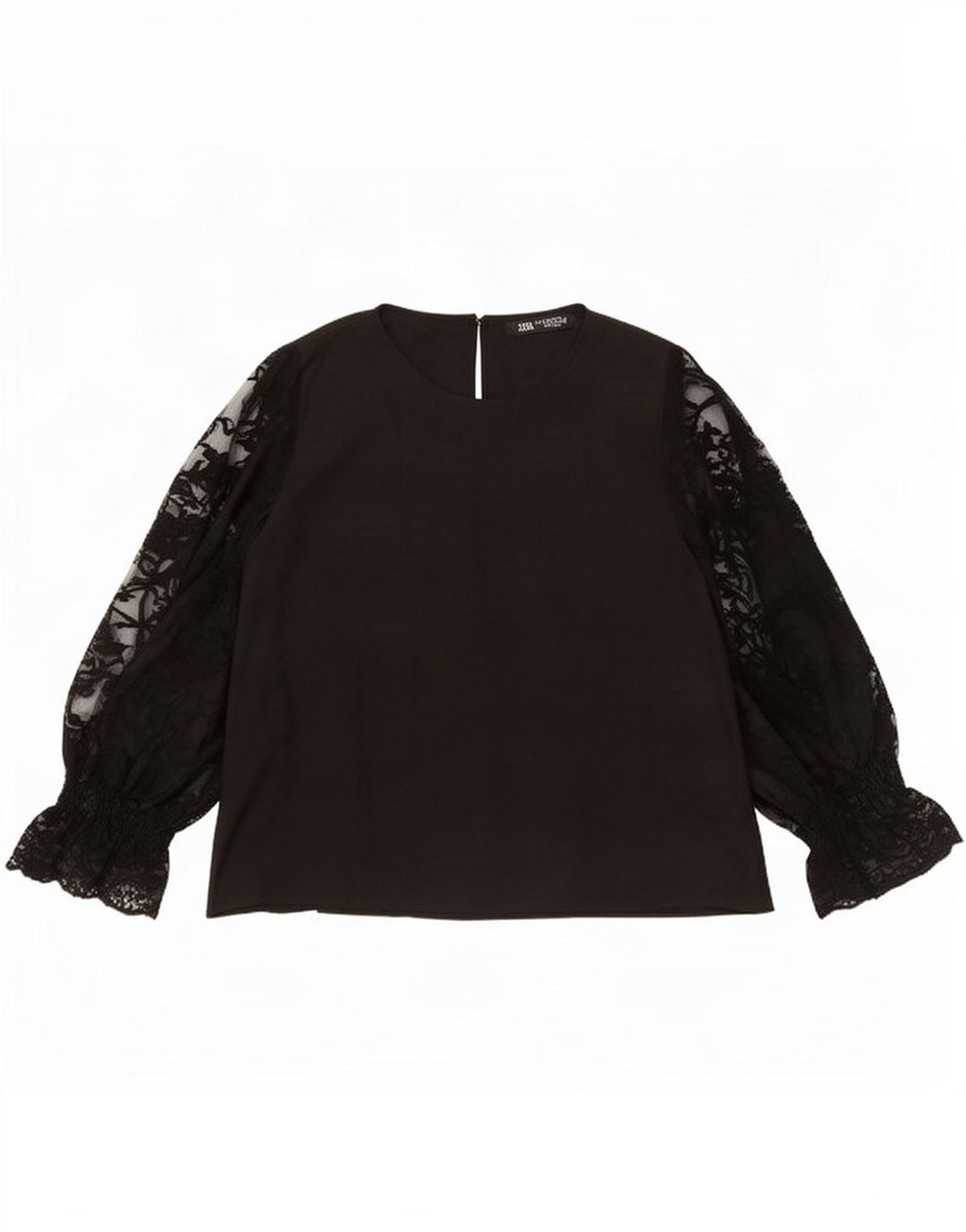 Zara Womens Long Sleeve Blouse Top UK 14 Medium Black Polyester