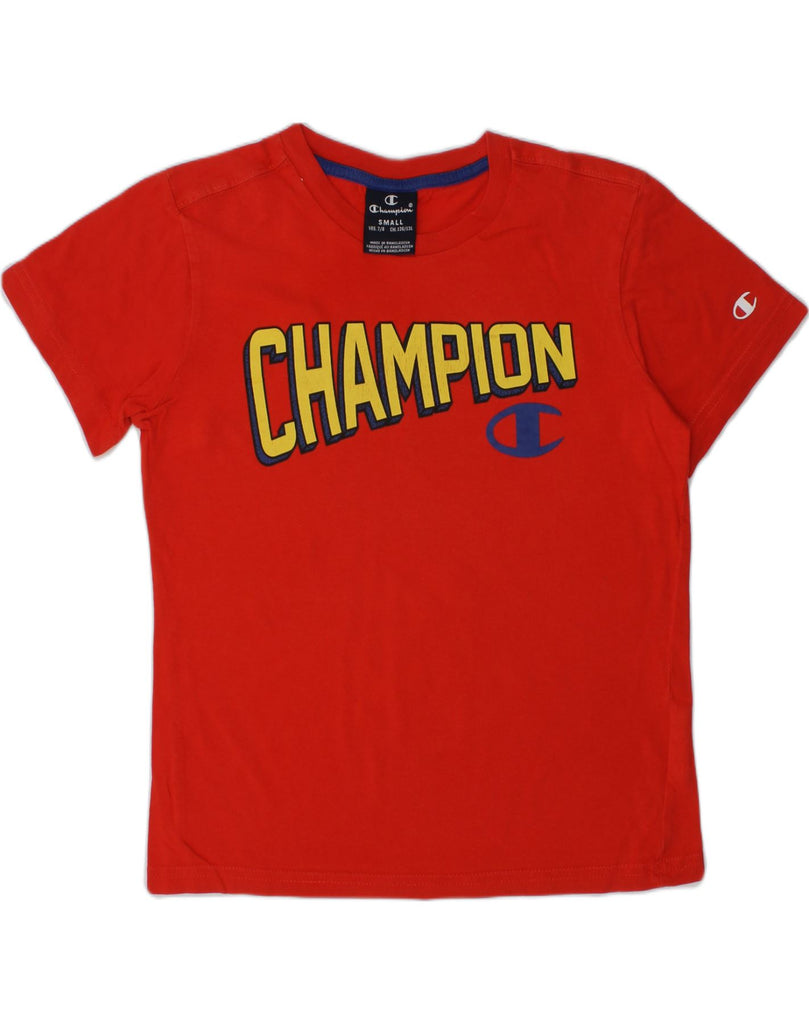 CHAMPION Boys Graphic T-Shirt Top 7-8 Years Small Red Cotton | Vintage Champion | Thrift | Second-Hand Champion | Used Clothing | Messina Hembry 