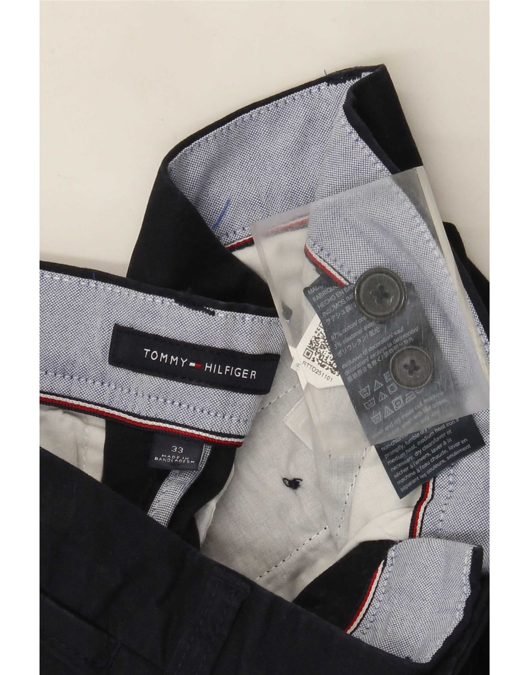 Tommy Hilfiger Mens Chino Shorts W33 Medium Navy Blue Cotton