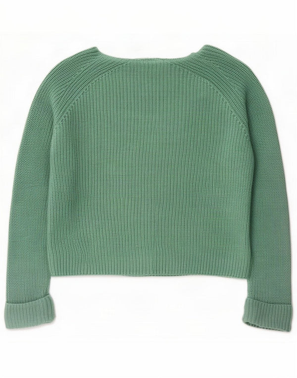 White Stuff Womens Boat Neck Jumper Sweater UK 14 Large Green Cotton