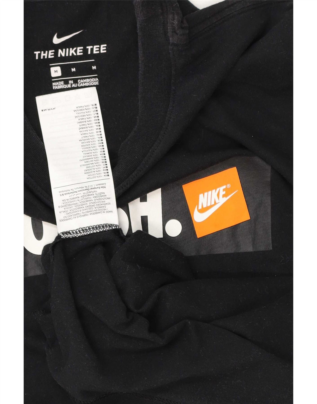 Nike Mens Swoosh Graphic T-Shirt Top Medium Black Cotton