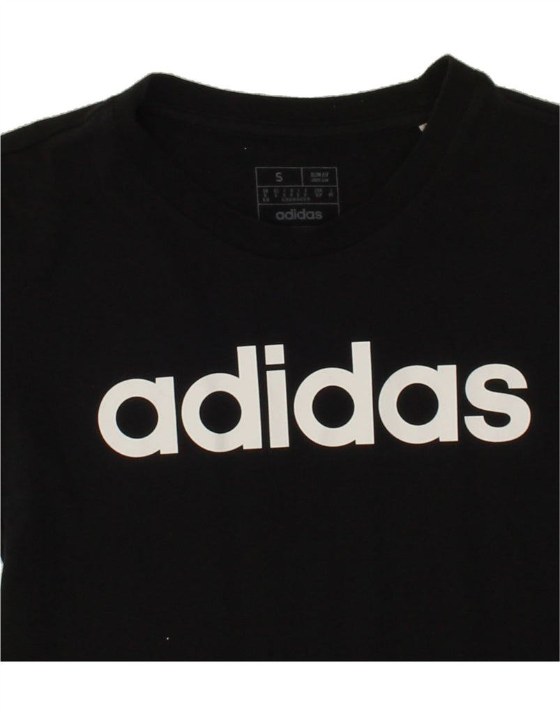 ADIDAS Womens Graphic T-Shirt Top UK 8 /10 Small Black Cotton Vintage Adidas and Second-Hand Adidas from Messina Hembry 