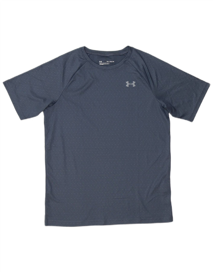 Under Armour Boys T-Shirt Top 13-14 Years XL Grey Geometric Polyester