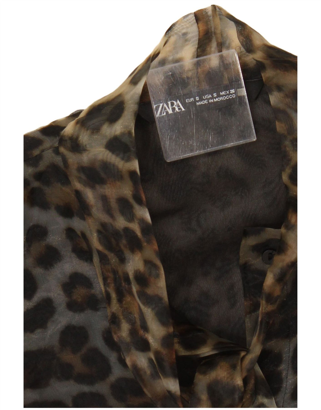 Zara Womens Blouse Top UK 10 Small Brown Animal Print