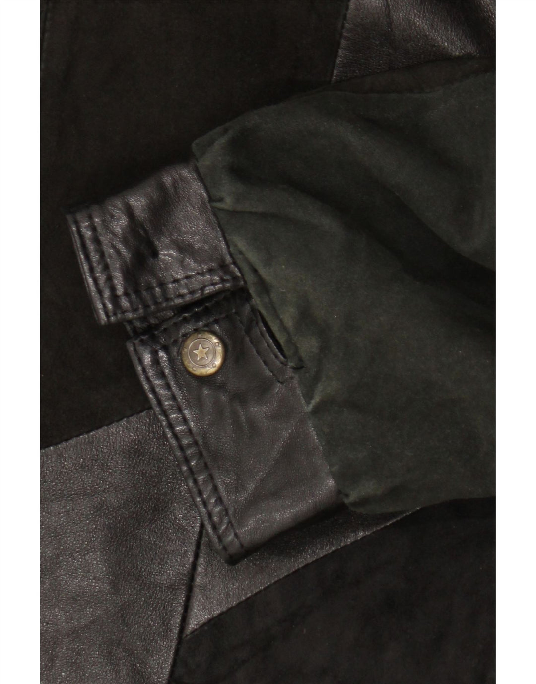 Vintage Womens Leather Leather Jacket UK 20 2XL Black Patchwork Retro