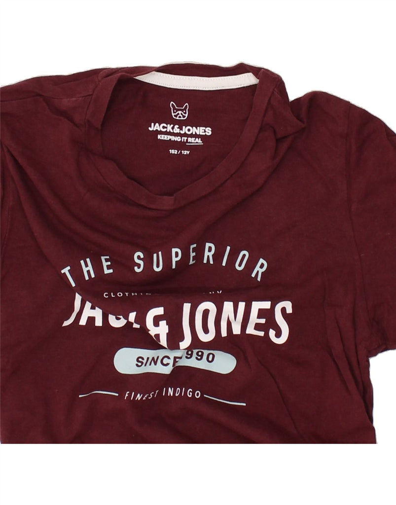 JACK & JONES Boys Graphic T-Shirt Top 11-12 Years Burgundy | Vintage Jack & Jones | Thrift | Second-Hand Jack & Jones | Used Clothing | Messina Hembry 