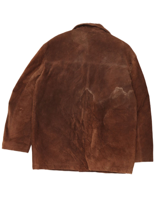 Pacific Air Forces Mens Suede Jacket IT 54 2XL Brown Leather