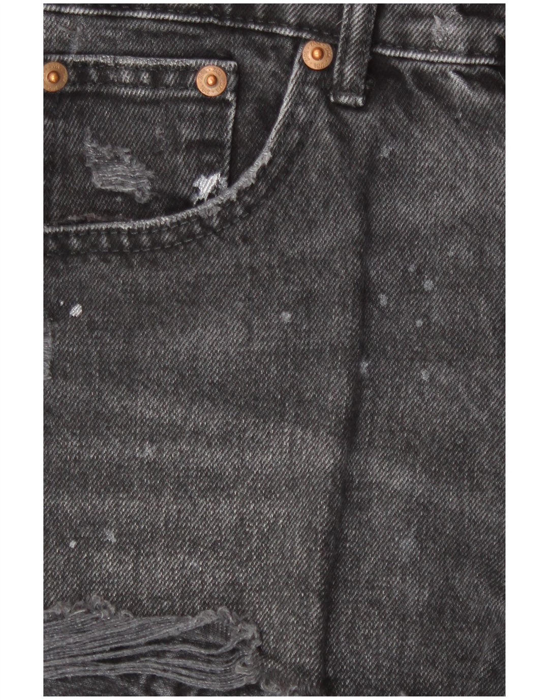Zara Womens Distressed Denim Shorts EU 36 XS W26  Black