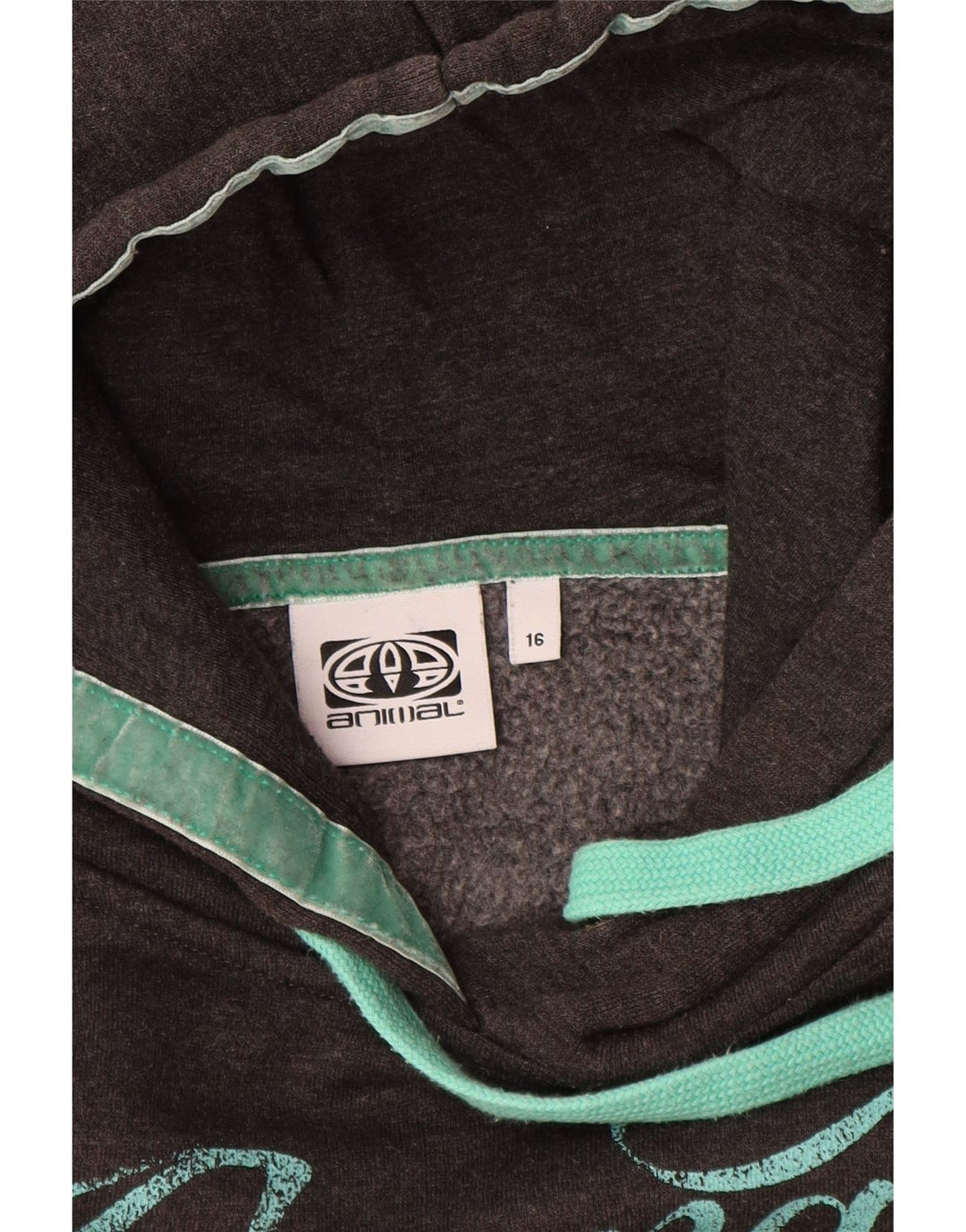 ANIMAL Womens Graphic Hoodie Jumper UK 16 Large  Grey Cotton