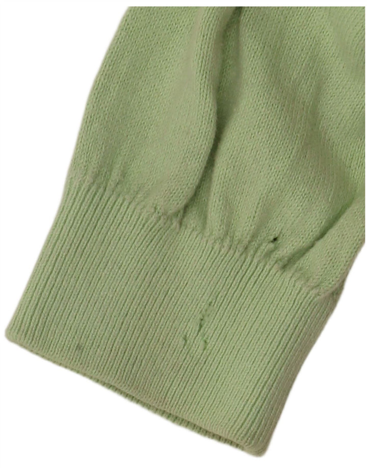 BENETTON Womens Polo Shirt UK 16 Large Green Colourblock Cotton