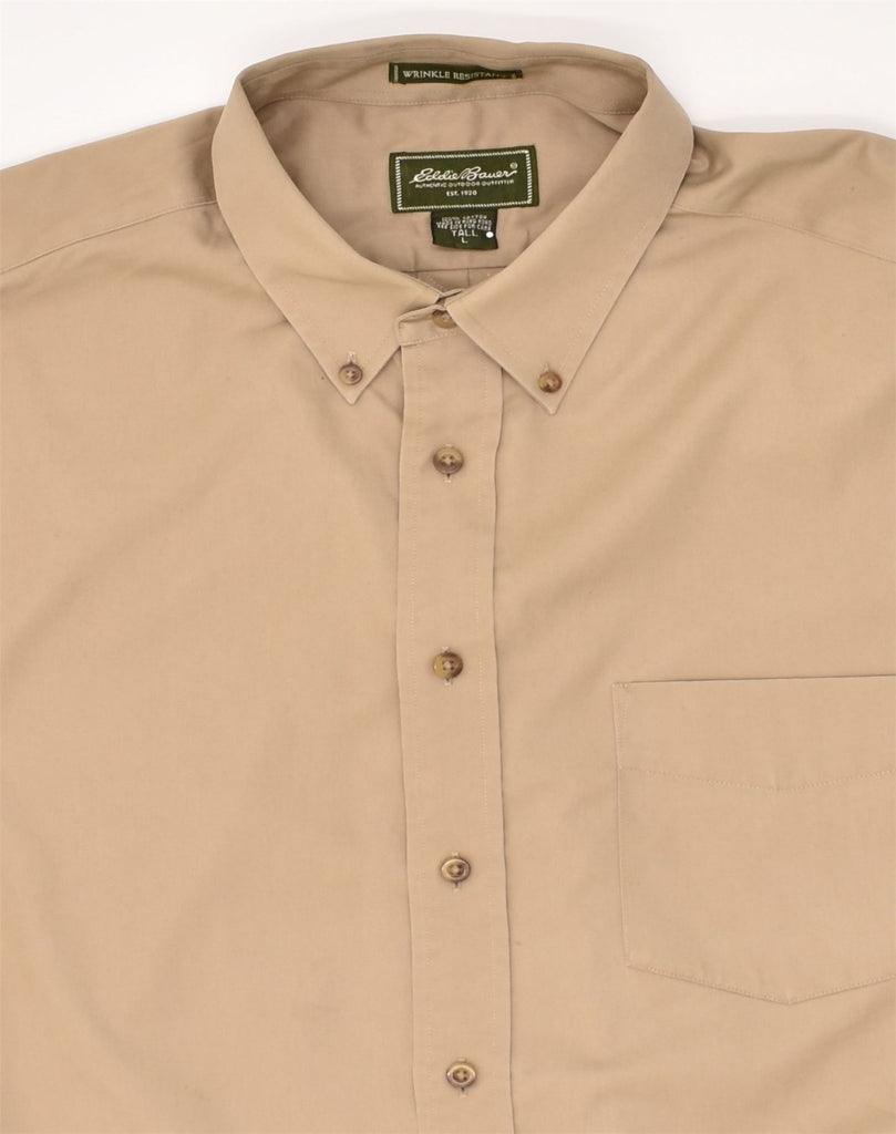 EDDIE BAUER Mens Tall Shirt Large Beige Cotton | Vintage Eddie Bauer | Thrift | Second-Hand Eddie Bauer | Used Clothing | Messina Hembry 