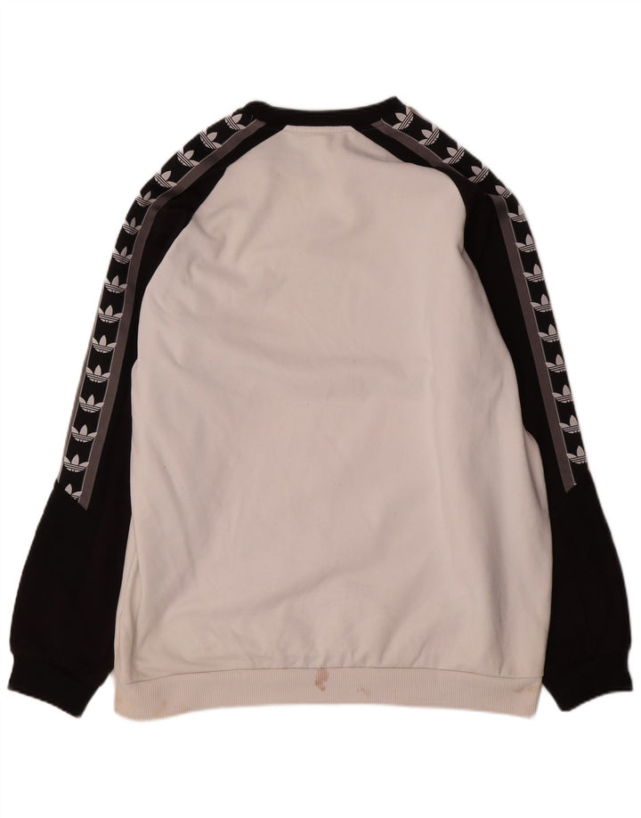 Adidas Mens Sweatshirt Jumper XL White Colourblock Polyester
