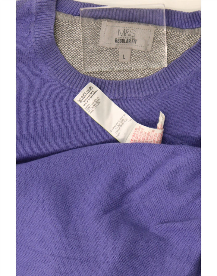 Marks & Spencer Mens Regular Fit Crew Neck Jumper Sweater Large Purple