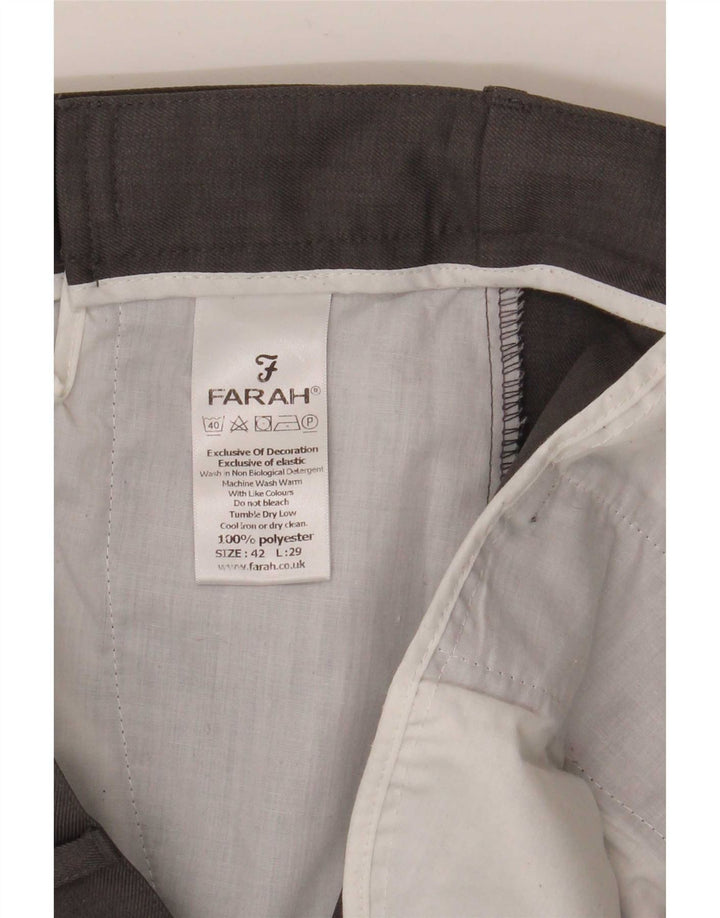 Farah Mens Straight Chino Trousers W42 L29 Grey Polyester