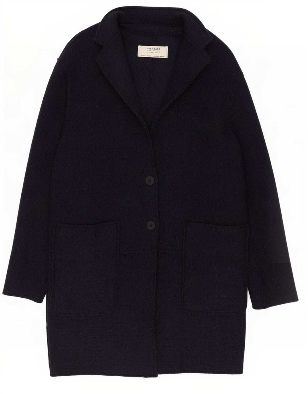 Zara Womens Oversized Overcoat UK 10 Small Navy Blue Wool