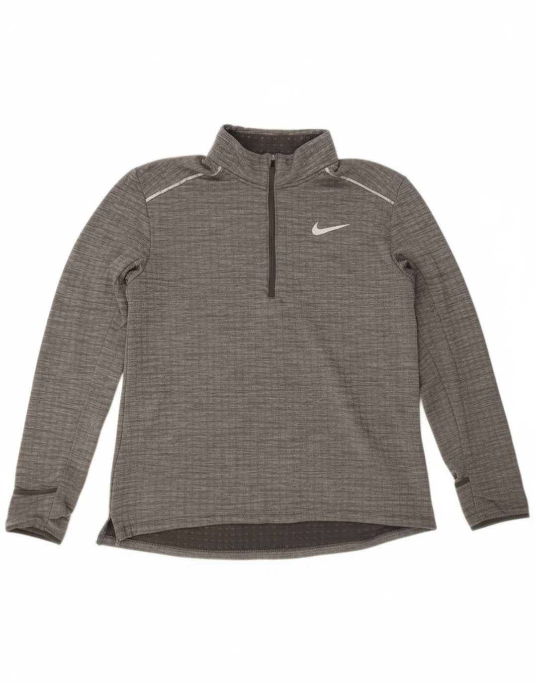 Nike Mens Zip Neck Pullover Tracksuit Top Large Grey Flecked Polyester