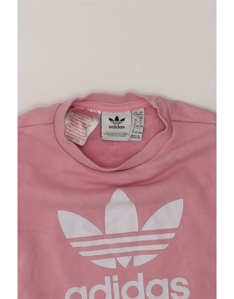 ADIDAS Baby Girls Graphic Sweatshirt Jumper 18-24 Months Pink Cotton | Vintage Adidas | Thrift | Second-Hand Adidas | Used Clothing | Messina Hembry 