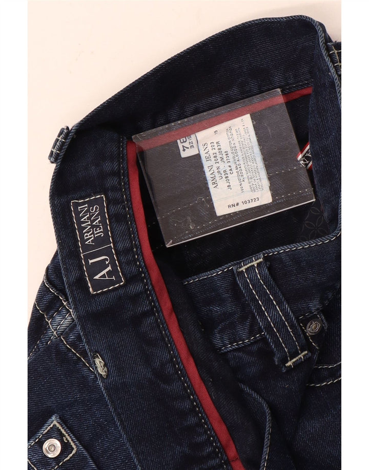 Armani Mens Straight Jeans W34 L34 Navy Blue Cotton