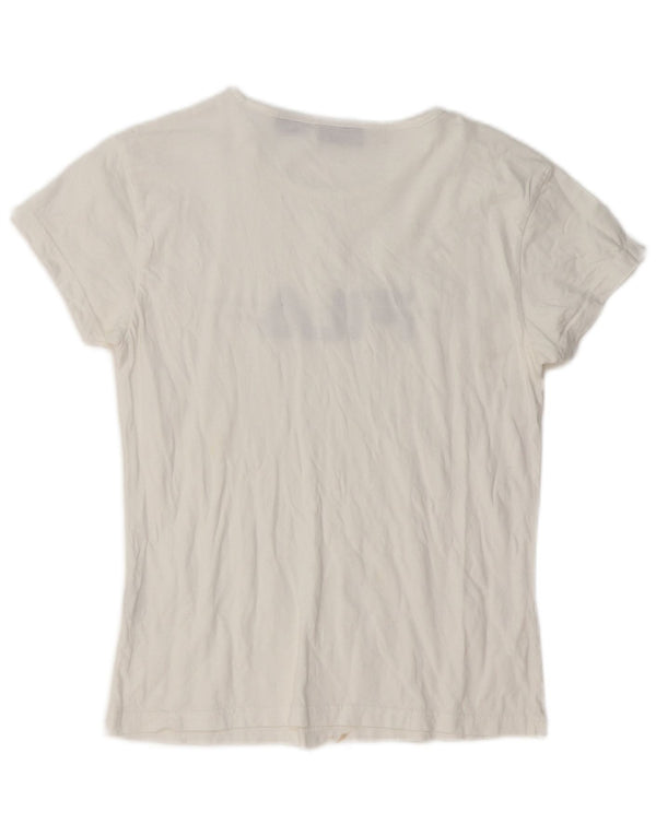 Fila Womens Graphic T-Shirt Top UK 14 Medium White
