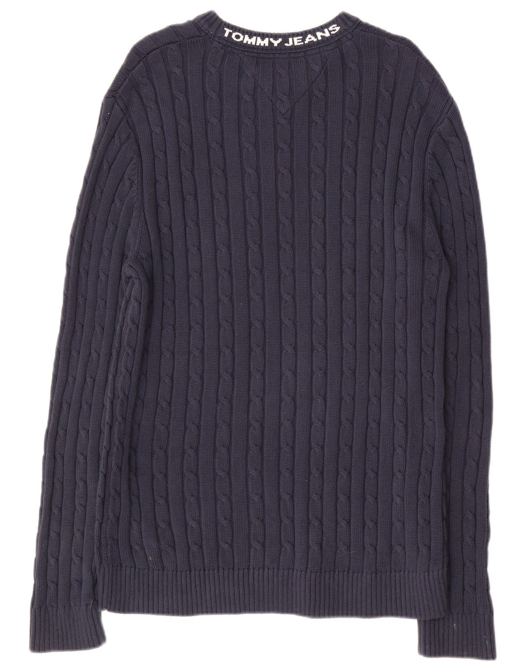 TOMMY HILFIGER Mens Graphic Crew Neck Jumper Sweater Medium Navy Blue