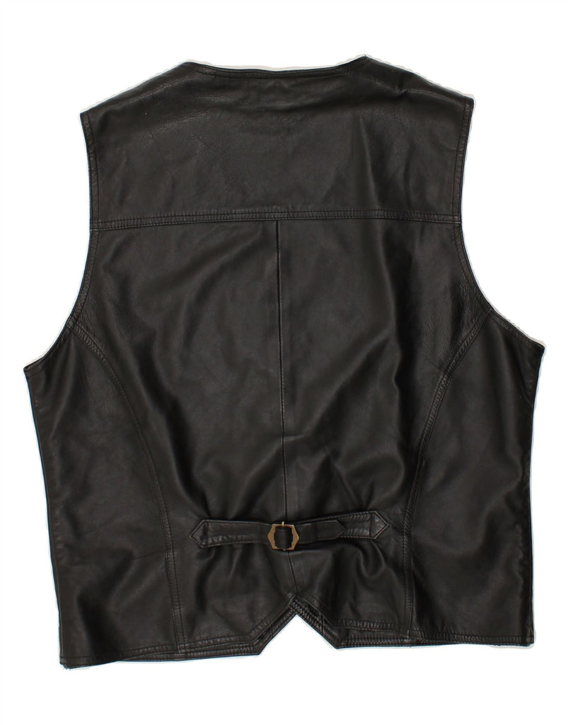 ROVER&LAKES Mens Leather Waistcoat 2XL Black Leather | Vintage Rover&Lakes | Thrift | Second-Hand Rover&Lakes | Used Clothing | Messina Hembry 