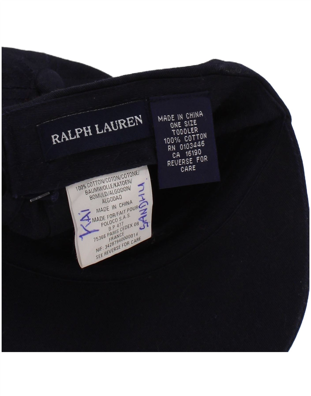 Ralph Lauren Boys Graphic Baseball Cap One Size Navy Blue Cotton