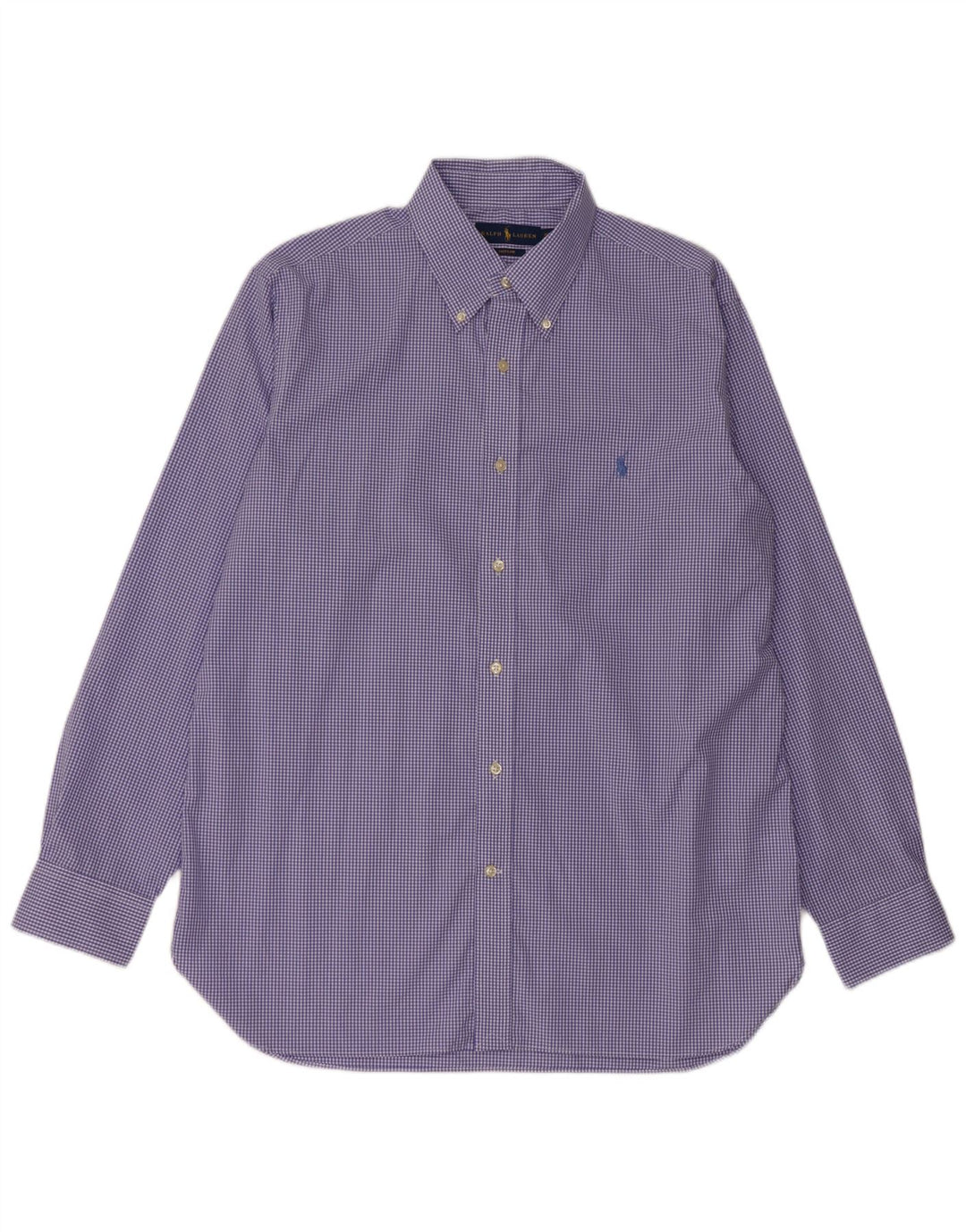 Ralph Lauren Mens Shirt Size 16 1/2 Large Blue Gingham Cotton