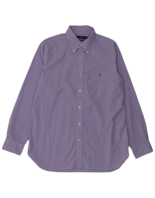 Ralph Lauren Mens Shirt Size 16 1/2 Large Blue Gingham Cotton
