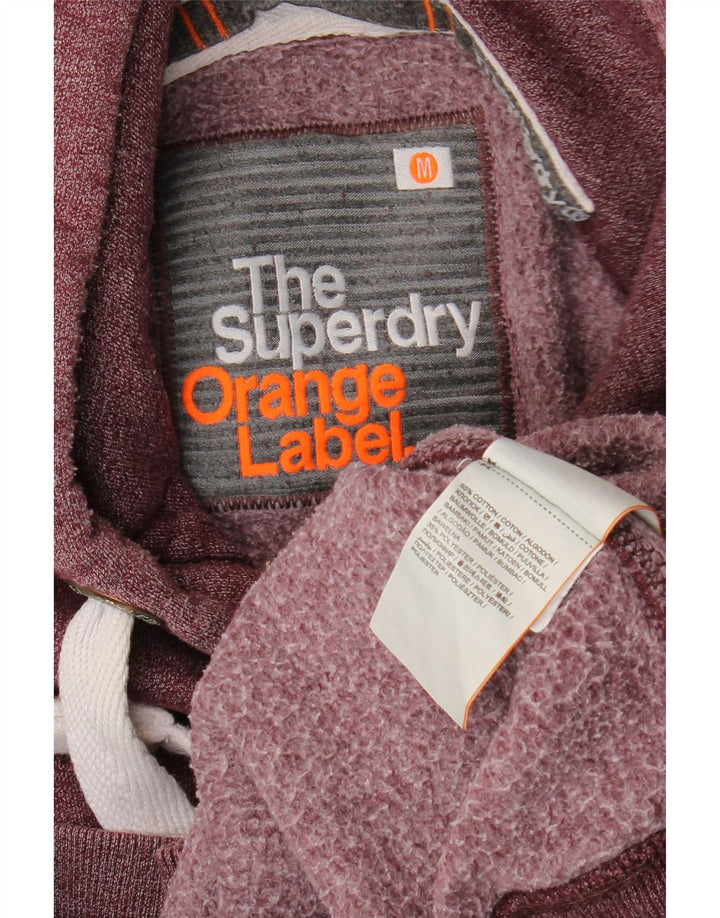 SUPERDRY Mens Hoodie Jumper Medium Burgundy Cotton