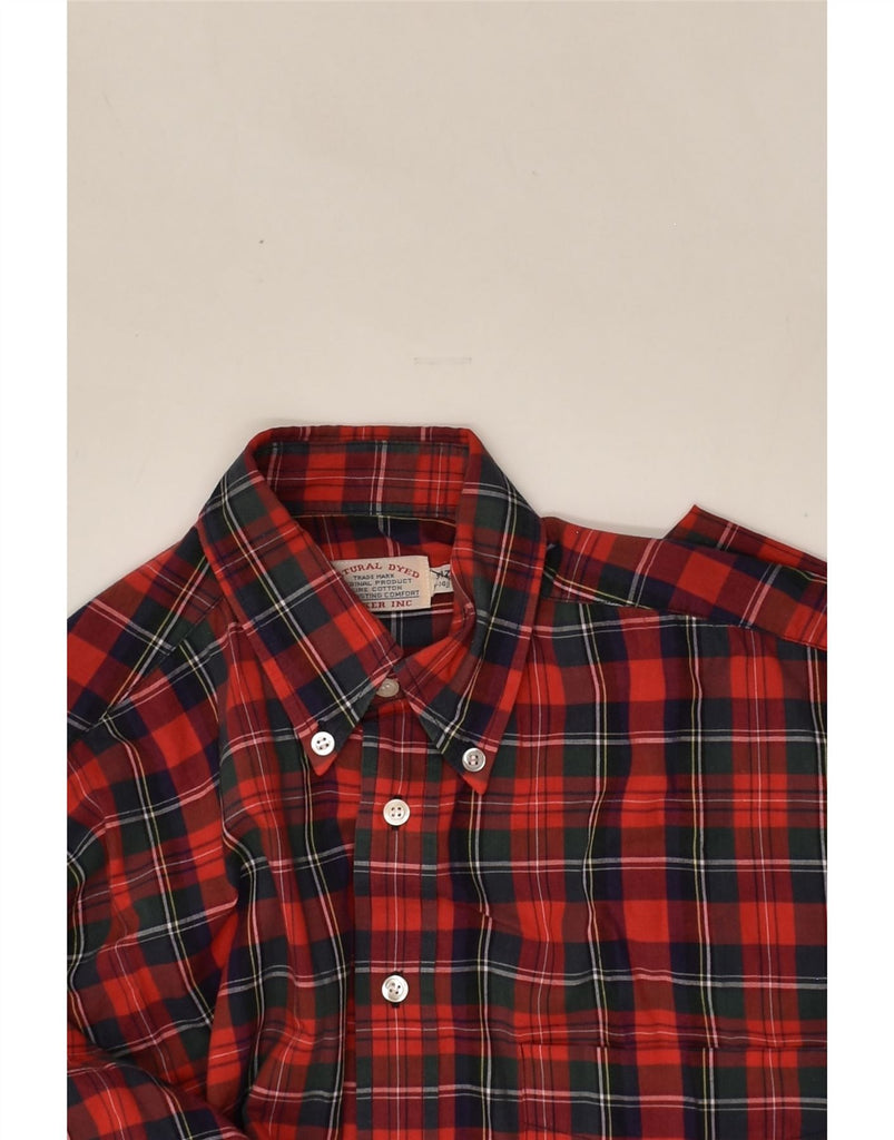 WILKER Mens Shirt Size 14 1/2 Small Red Check Cotton | Vintage Wilker | Thrift | Second-Hand Wilker | Used Clothing | Messina Hembry 