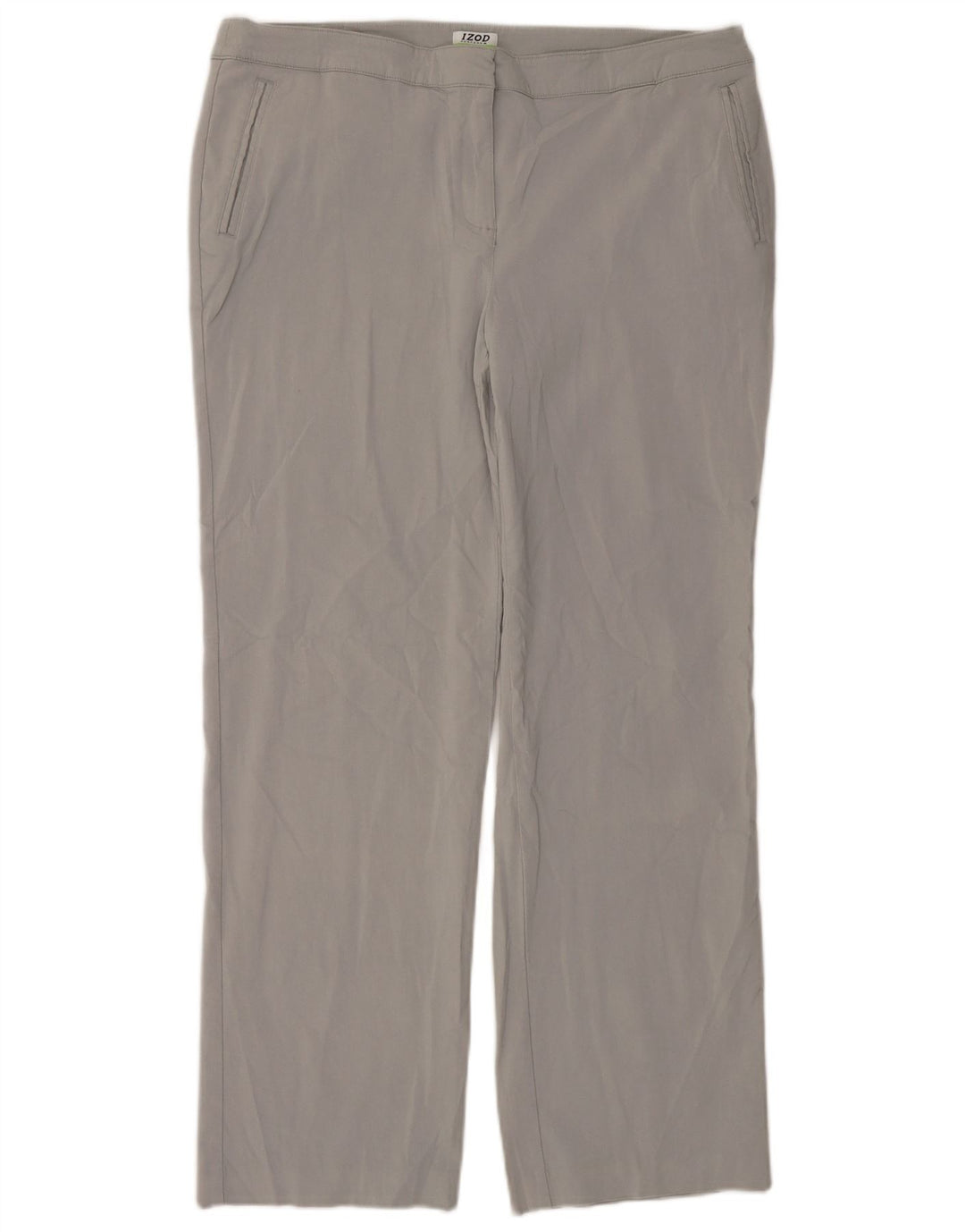IZOD Womens Straight Chino Trousers US 14 XL W38 L30 Grey Rayon