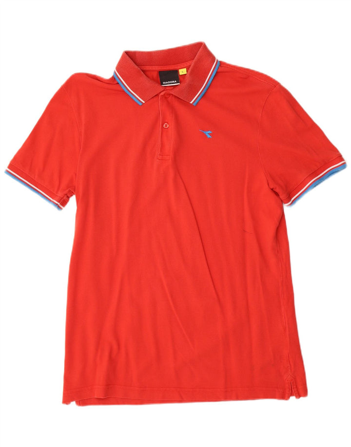 Diadora Mens Polo Shirt Large Red Cotton