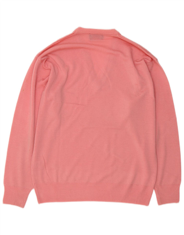 KAPPA Mens V-Neck Jumper Sweater Medium Pink Virgin Wool