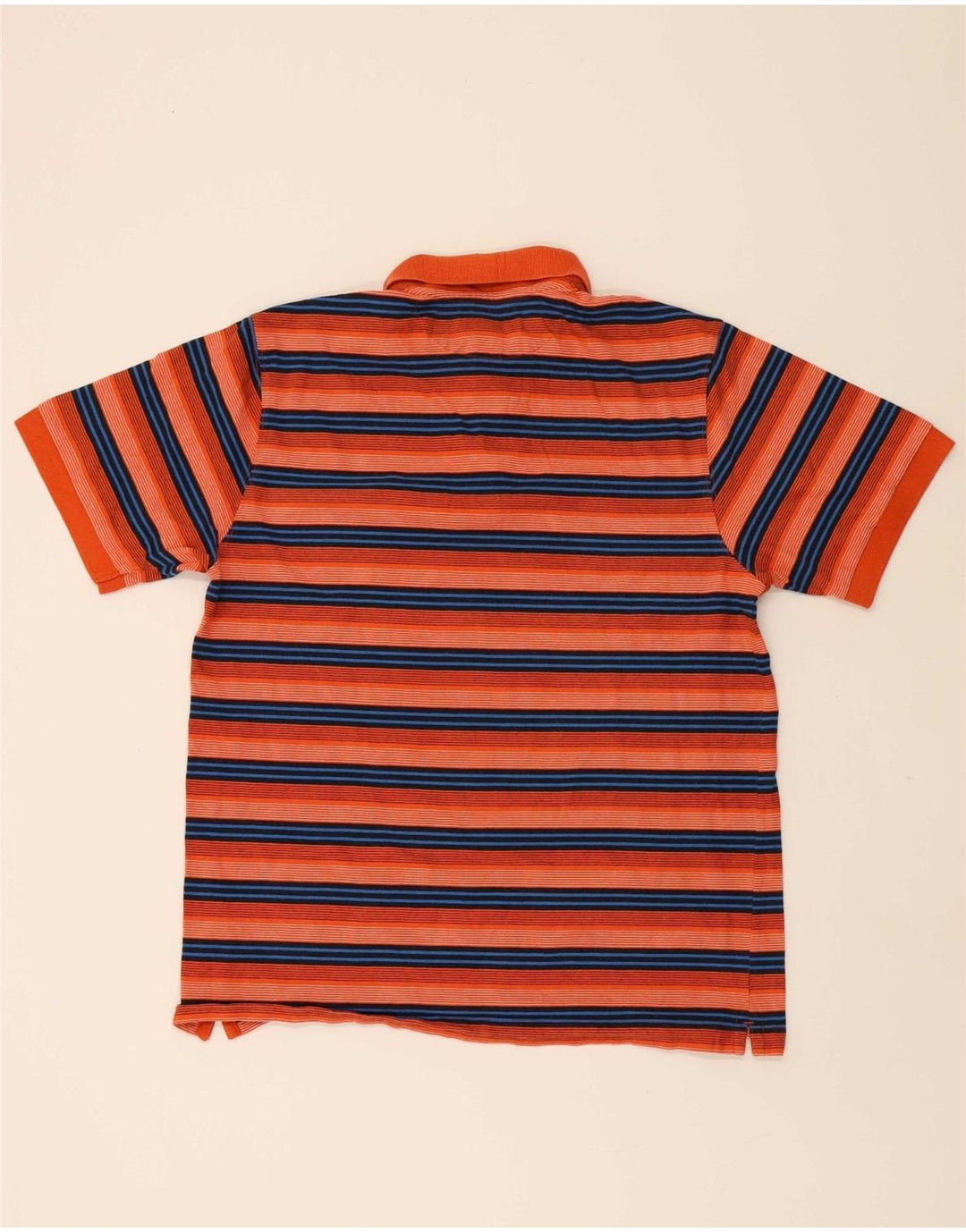 CHAPS Mens Polo Shirt Large Orange Striped Cotton