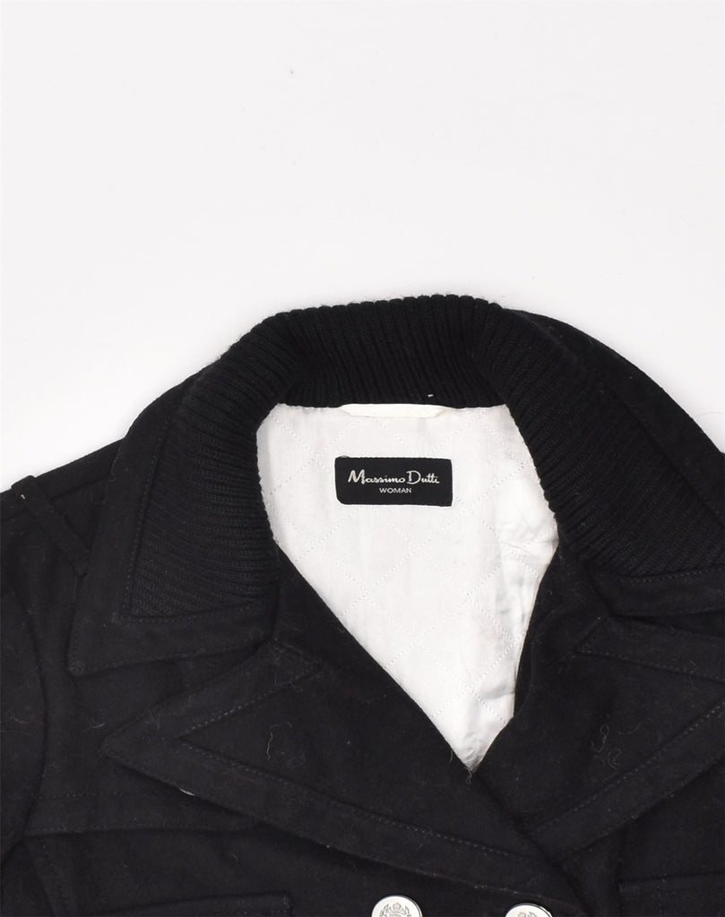 MASSIMO DUTTI Womens Double Breasted Bomber Jacket UK 8 Small Black Wool | Vintage | Thrift | Second-Hand | Used Clothing | Messina Hembry 