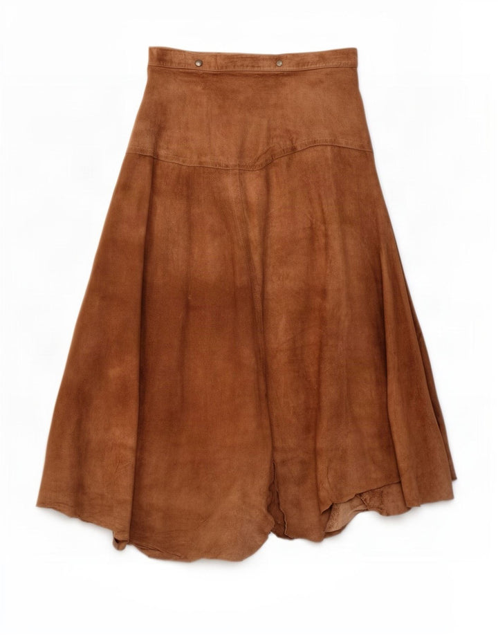Vintage Womens Suede Wrap Asymmetrical Skirt IT 46 Large W30 Beige