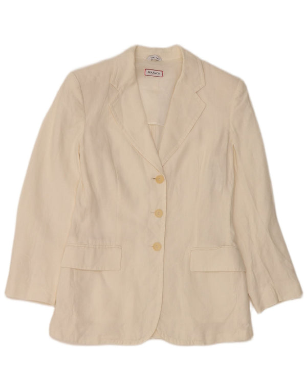 Max & Co. Womens 3 Button Blazer Jacket UK 8 Small White Linen