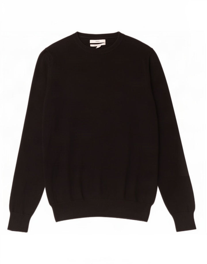 Marks & Spencer Mens Crew Neck Jumper Sweater Medium Black Cotton