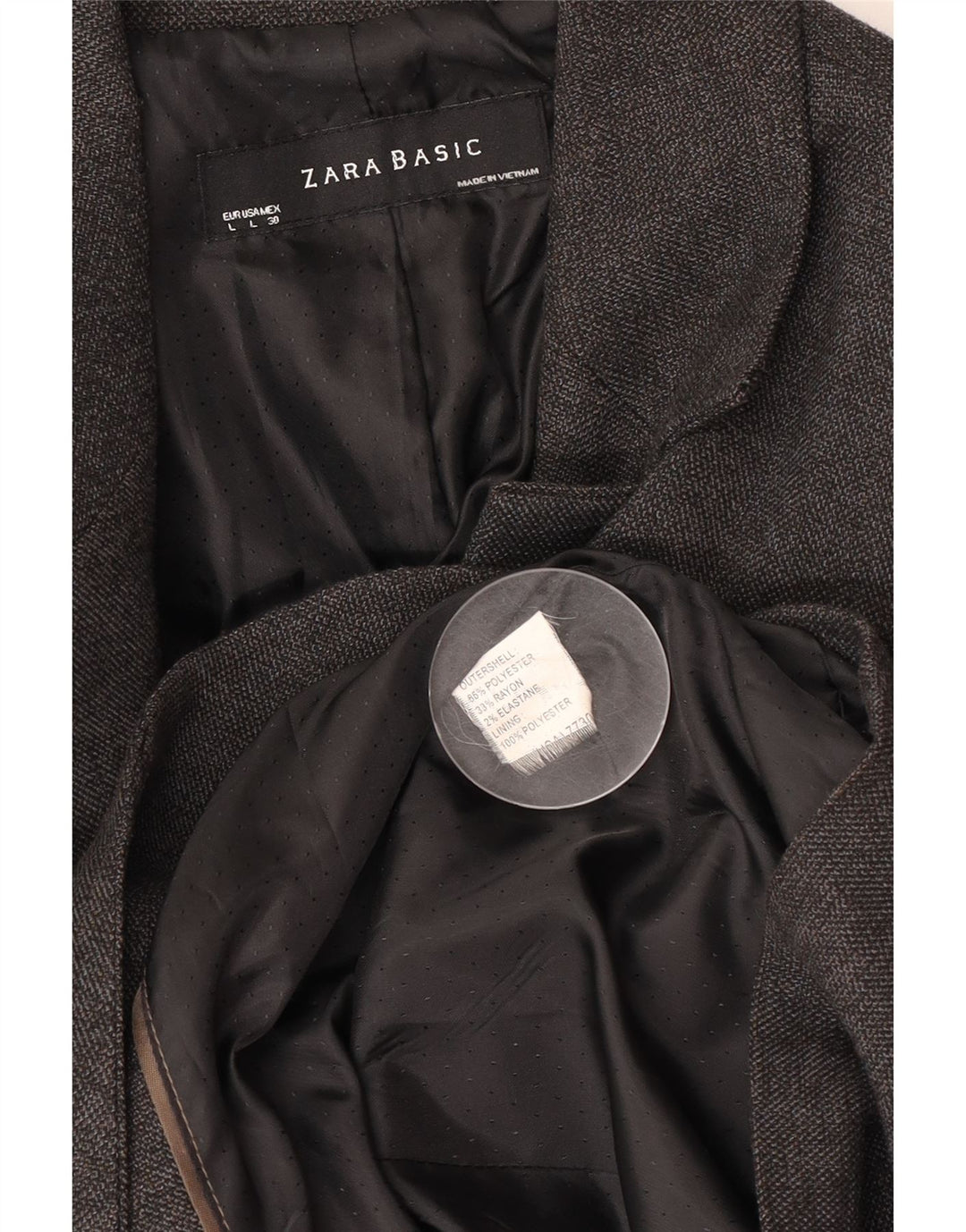 Zara Womens 1 Button Blazer Jacket UK 14 Large Grey Polyester Classic