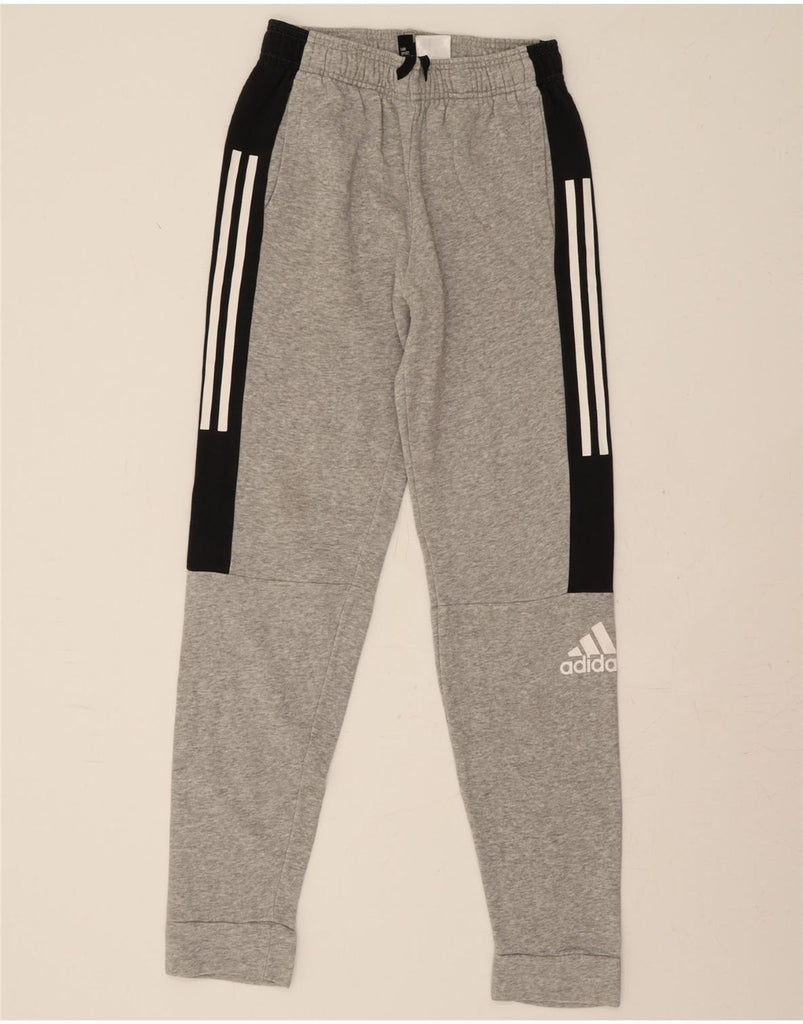 ADIDAS Boys Tracksuit Trousers Joggers 13-14 Years Grey Colourblock Cotton Vintage Adidas and Second-Hand Adidas from Messina Hembry 
