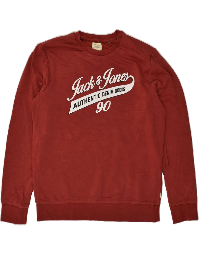 JACK & JONES Mens Graphic Sweatshirt Jumper Large Burgundy Cotton | Vintage Jack & Jones | Thrift | Second-Hand Jack & Jones | Used Clothing | Messina Hembry 